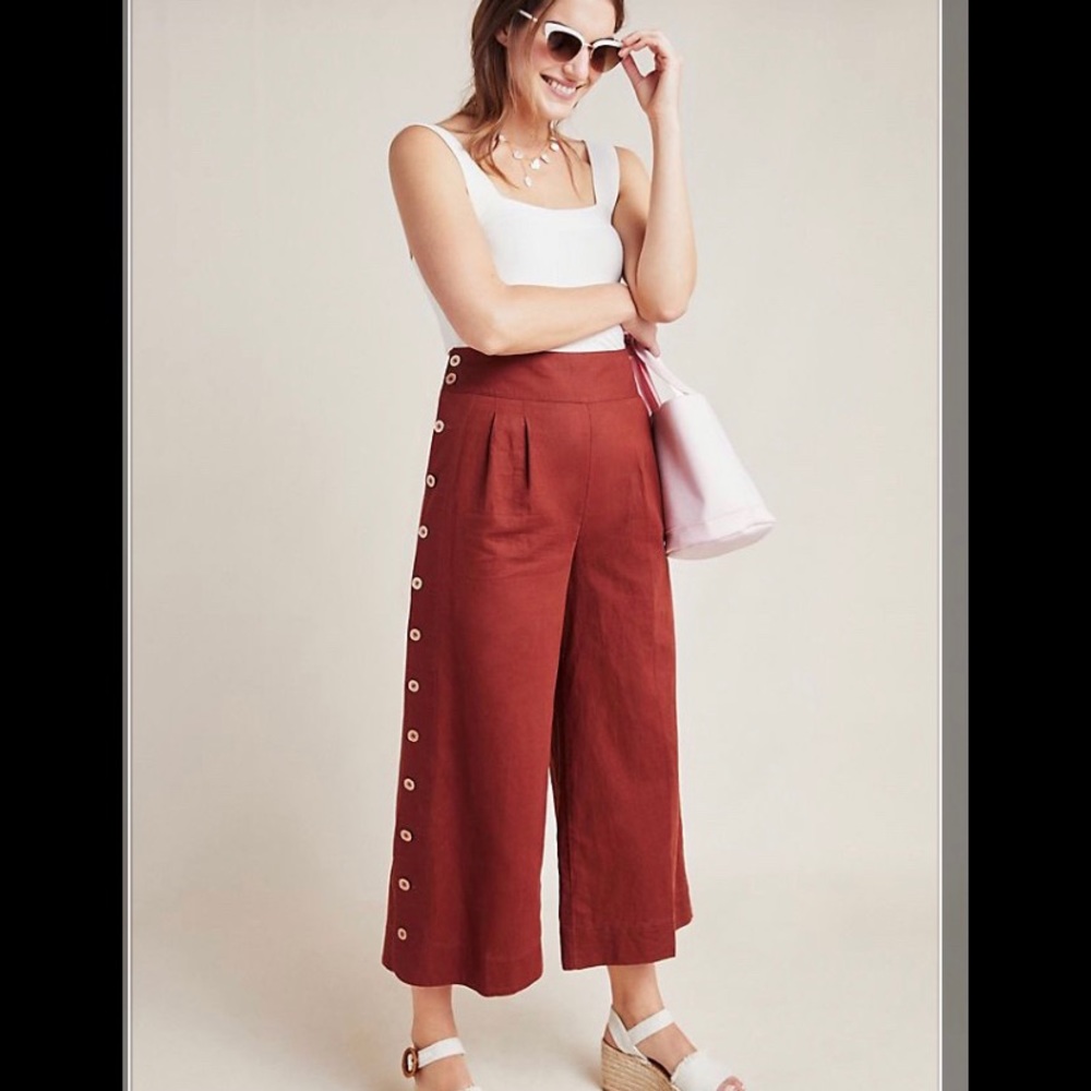 Anthropologie Wide Leg Crop Pants Size 14